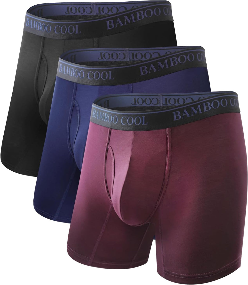 BAMBOO COOL Men's Boxer Briefs Ultra Breathable Underwear Multipack
