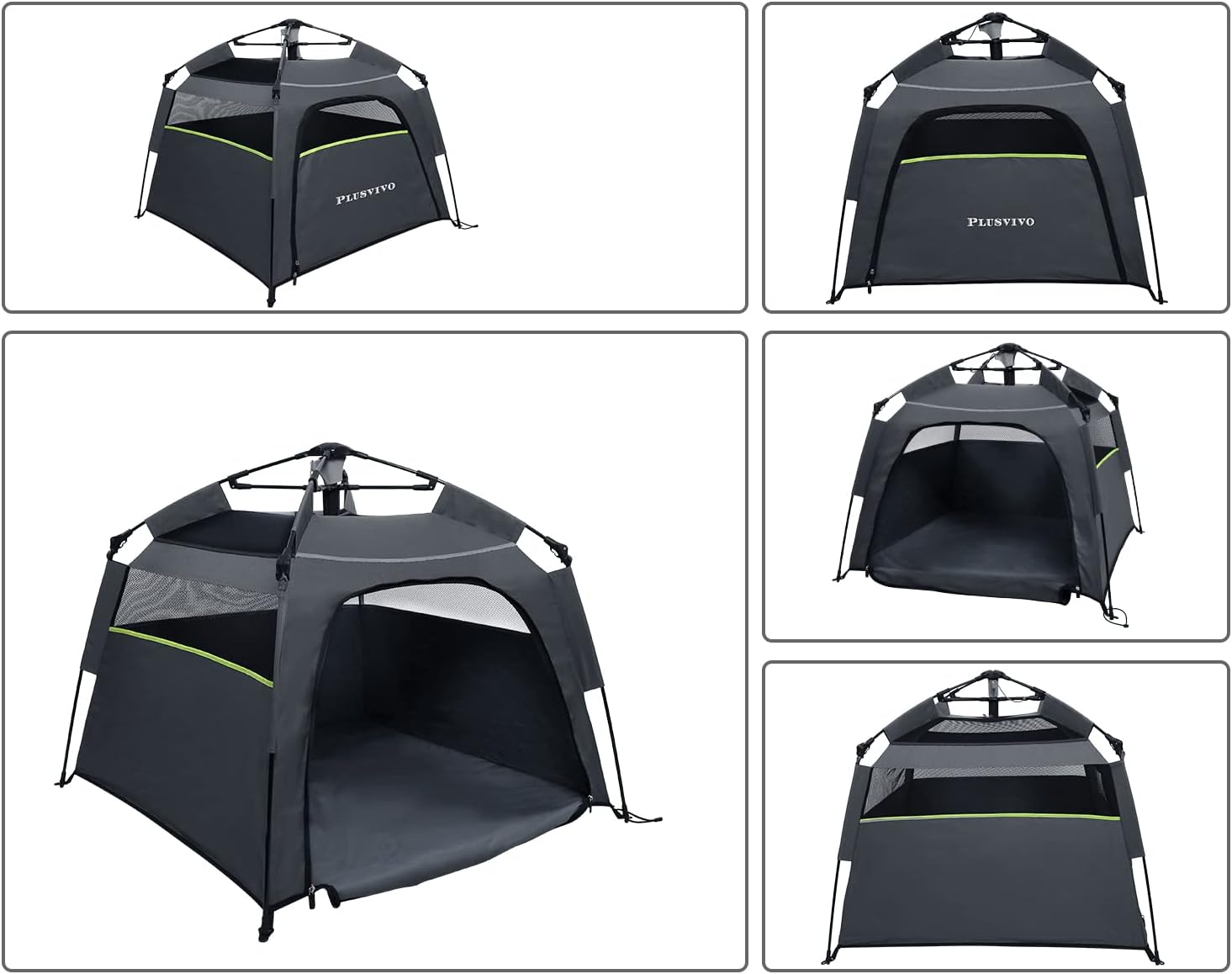 Pop Up Dog Tents, Plusvivo Foldable Cool Mesh Camping Tent - 40" X 40" X 28" With Shoulder Bag & UV Canopy