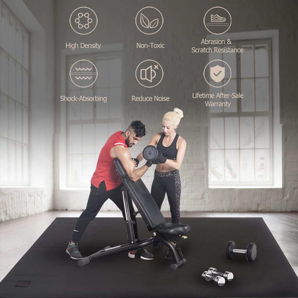 GXMMAT Extra Large Exercise Mat 16'x6'/12'x6'/10'x6'/8'x6'(7mm)