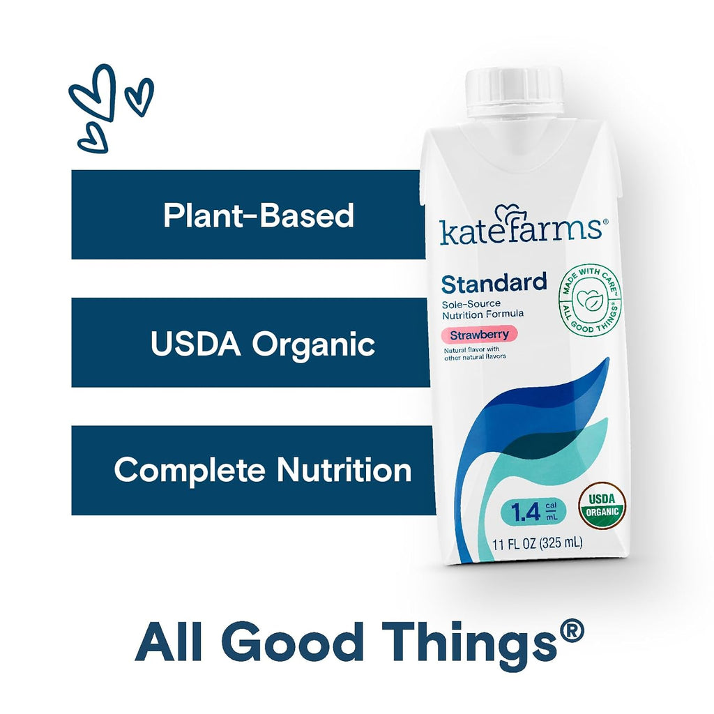 KATE FARMS Organic 1.4 High Calorie Shake, Strawberry, 20g Protein, 6 Pack