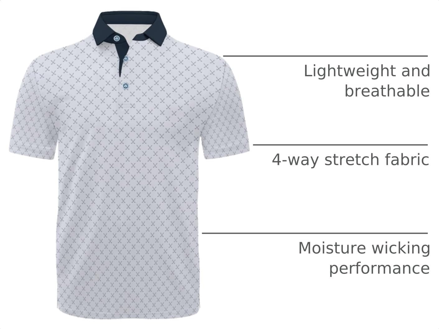 Hodaweisolp Golf Shirts for Men Dry Fit Print Short Sleeve Polo Shirt