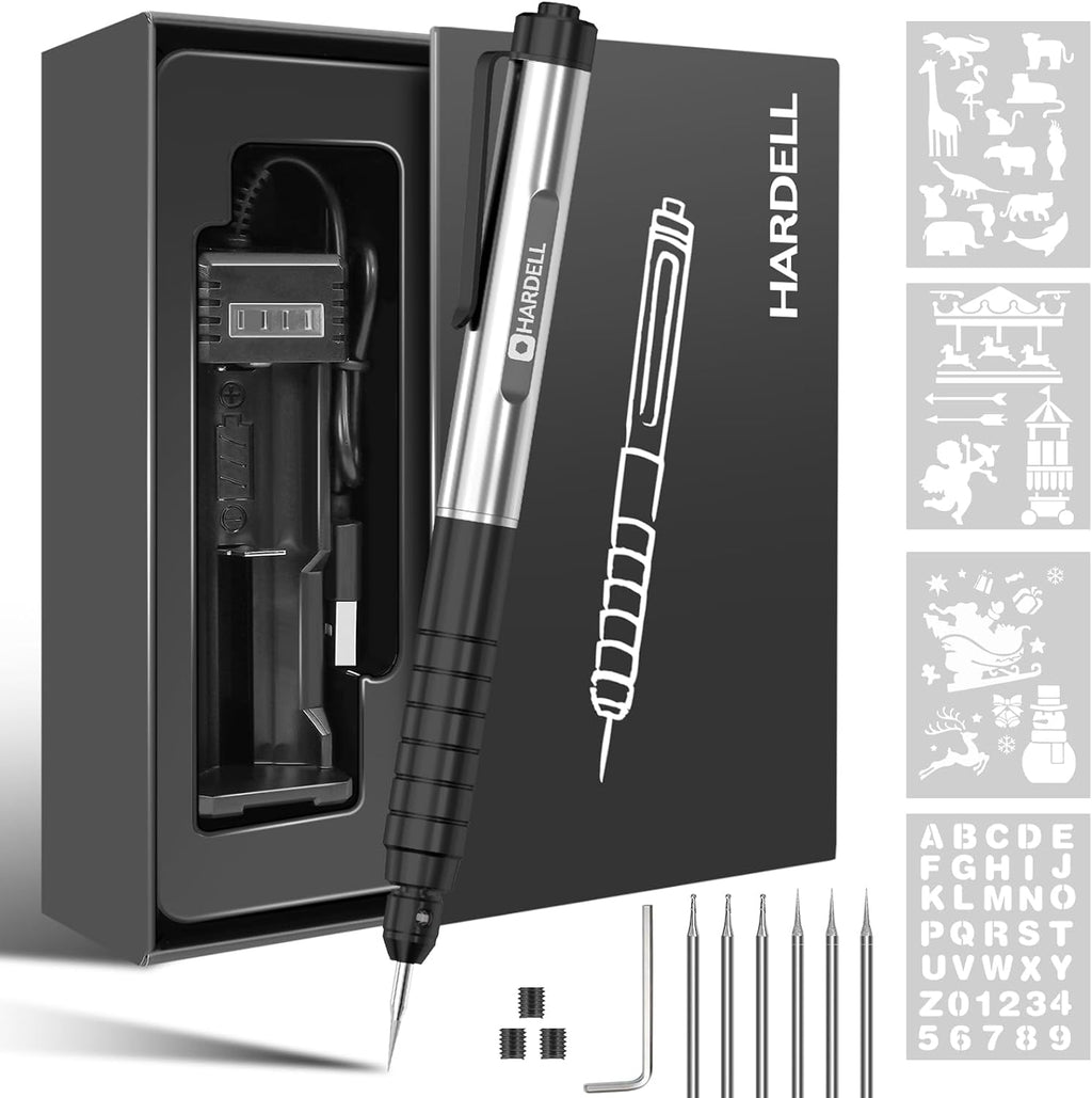 HARDELL Engraving Pen, 37000 RPM Cordless Engraver for Metal Wood Glass DIY