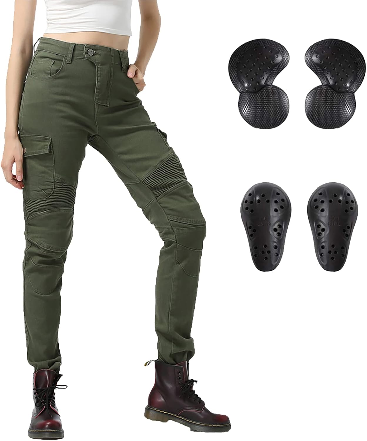 LOMENG Motorcycle Riding Pants Women with CE Level 2 Removable Armor