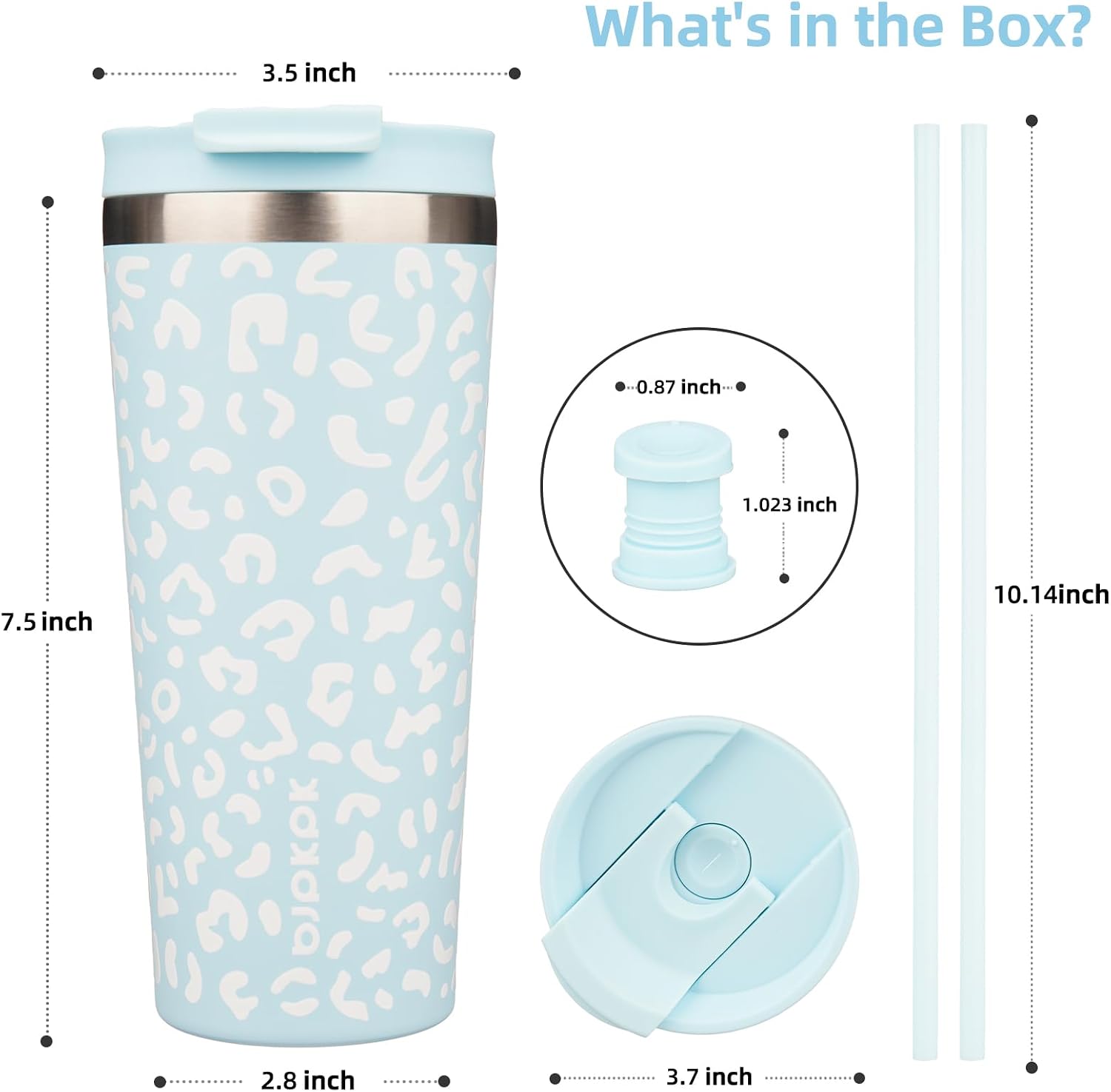 BJPKPK 22 oz Coffee Tumbler with Straw, Insulated Stainless Steel Cup