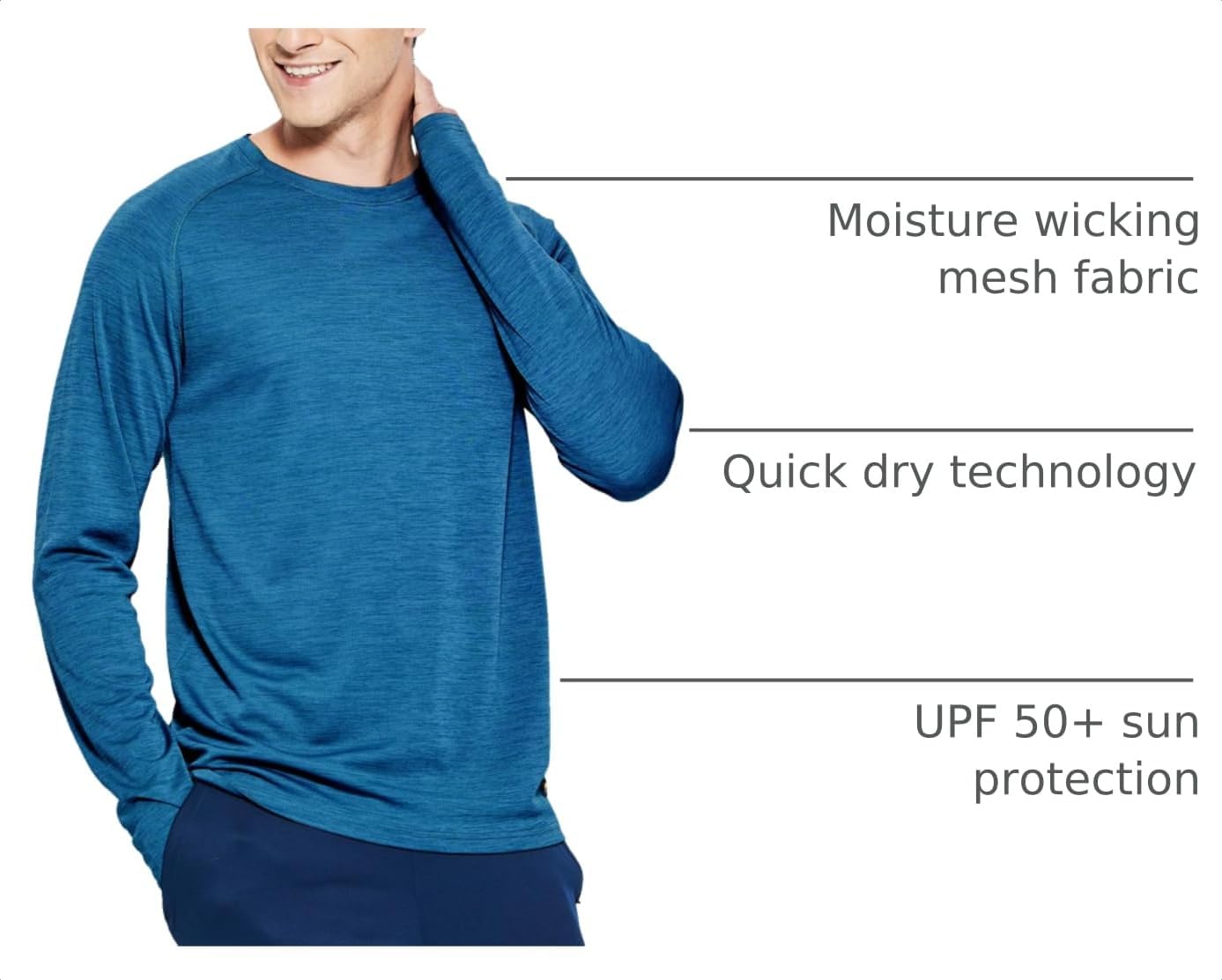 MIER Men's UPF 50+ Rash Guard Long Sleeve Shirts Dry Fit Fishing Running