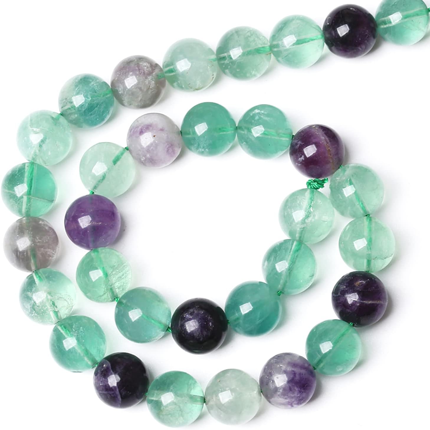 10MM 38PCS Natural Stone Green Fluorite Gemstone Beads for Jewelry Making DIY Bracelet 1 Strand