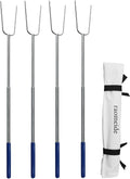 RAOMEIDE 32" Heavy Duty Hot Dog Roasting Sticks for Campfire, Smores Sticks for Fire Pit Long, Marshmallows Skewers (4 Pack)