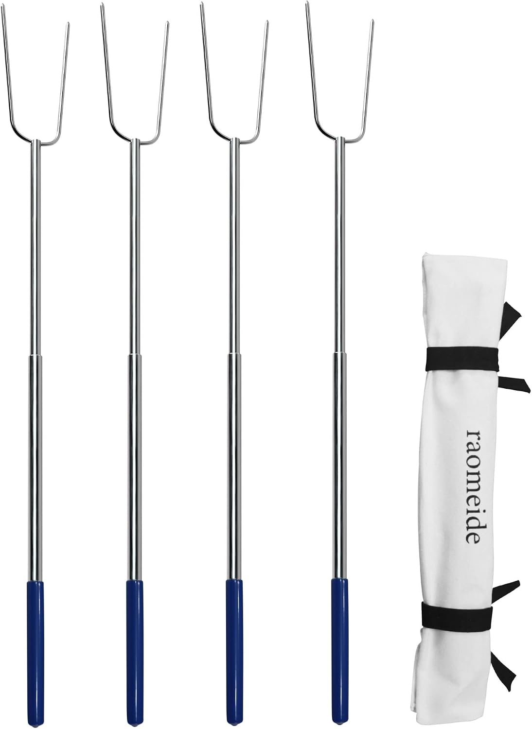 RAOMEIDE 32" Heavy Duty Hot Dog Roasting Sticks for Campfire, Smores Sticks for Fire Pit Long, Marshmallows Skewers (6 Pack)