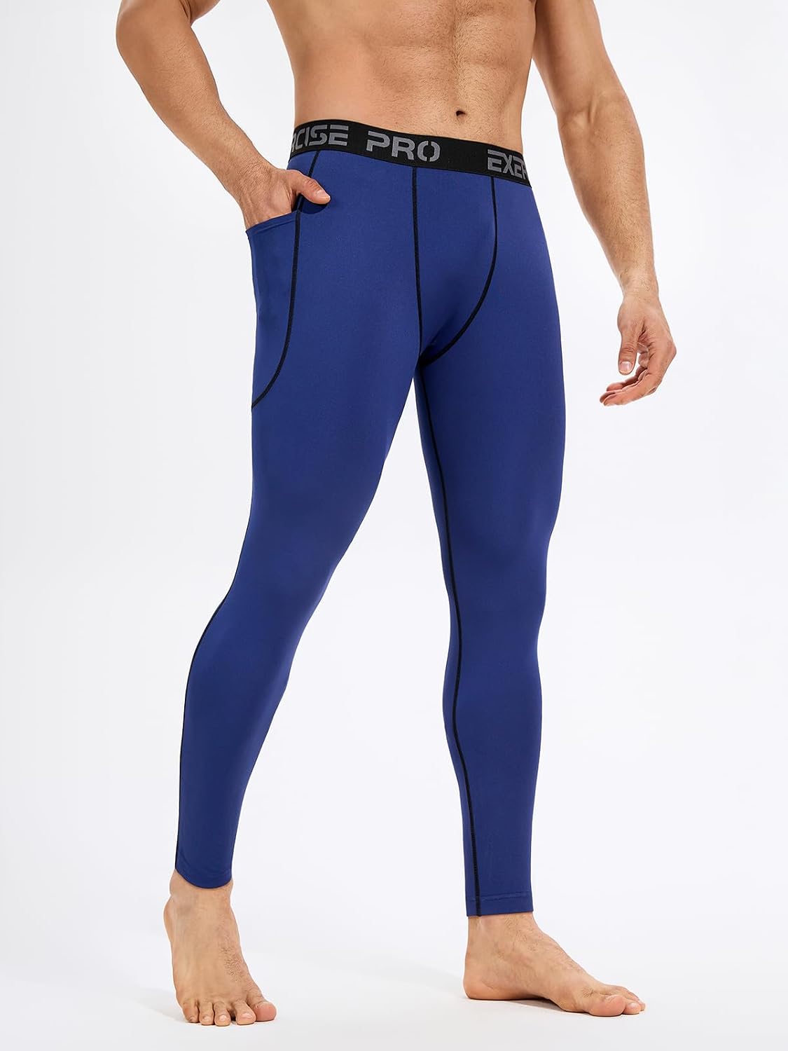 4 Pack Men’s Compression Pants Running Tights Workout Leggings for Men Athletic Base Layer Bottoms with Pockets