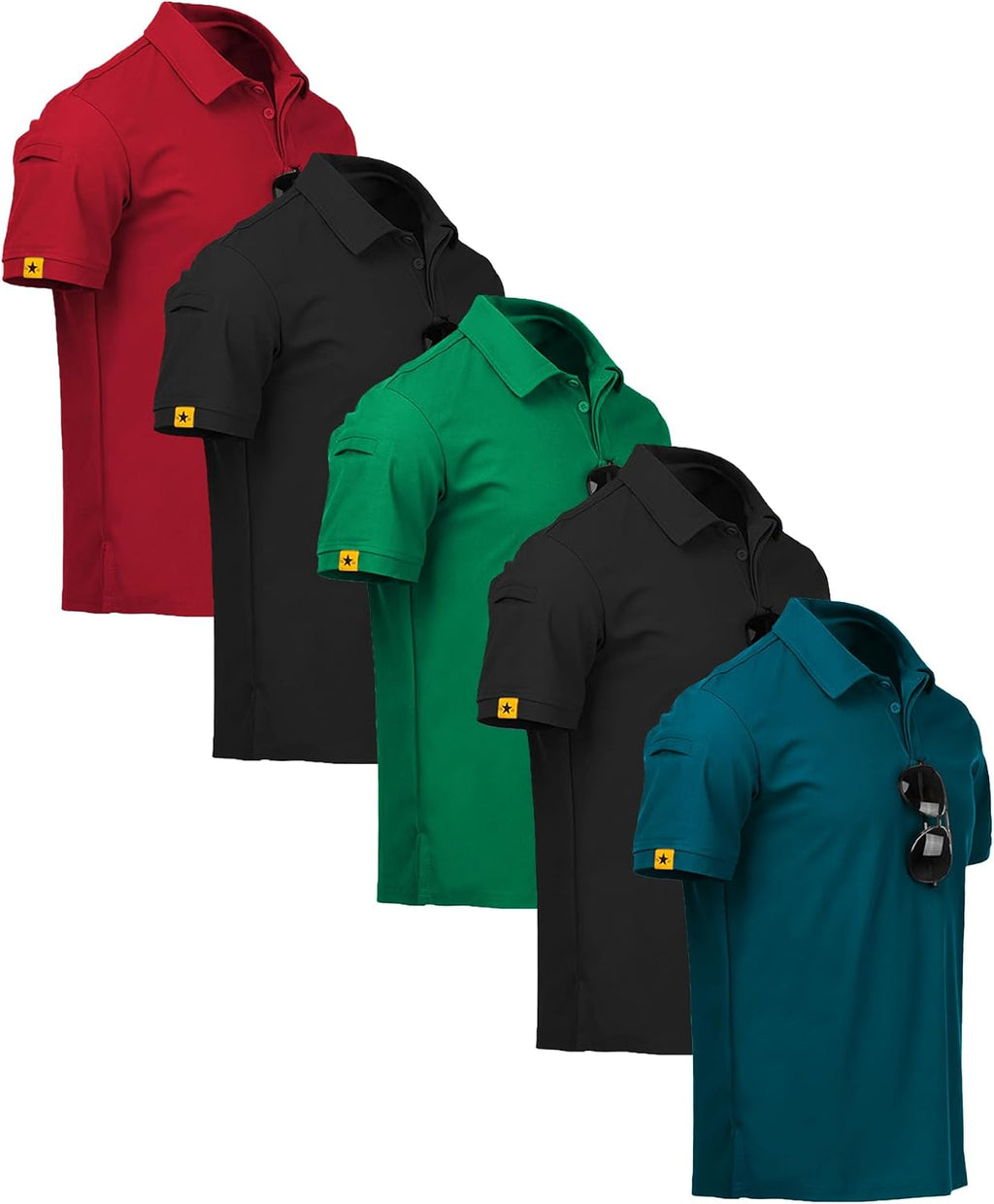 ZITY 5 Pack Mens Polo Shirt Short Sleeve Moisture Wicking Golf T-Shirt