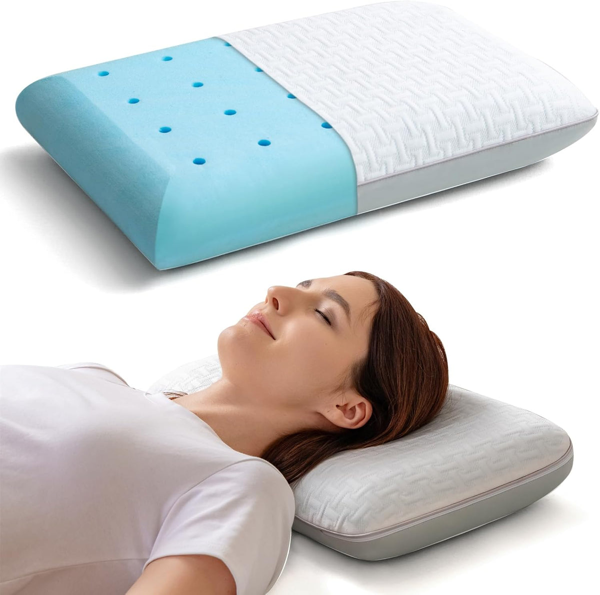 Memory Foam Bed Pillows for Camping, Pillow for Travel Nap Office,Pillow for Side and Back Sleeper, Pillow for Neck Pain Relief, Washable Removable Breathable Cover, Soft