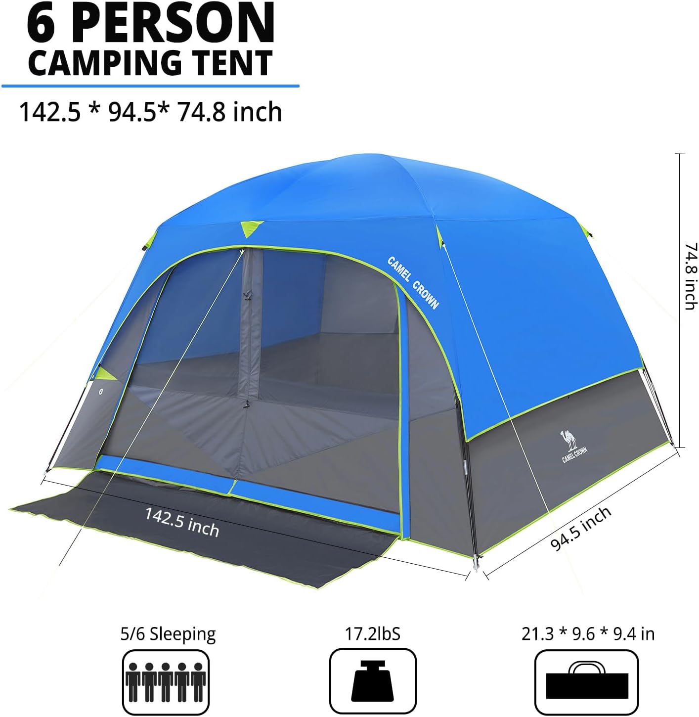 CAMEL CROWN Tents for Camping 4/6 Person Tent Waterproof Easy Setup Backpacking Tents