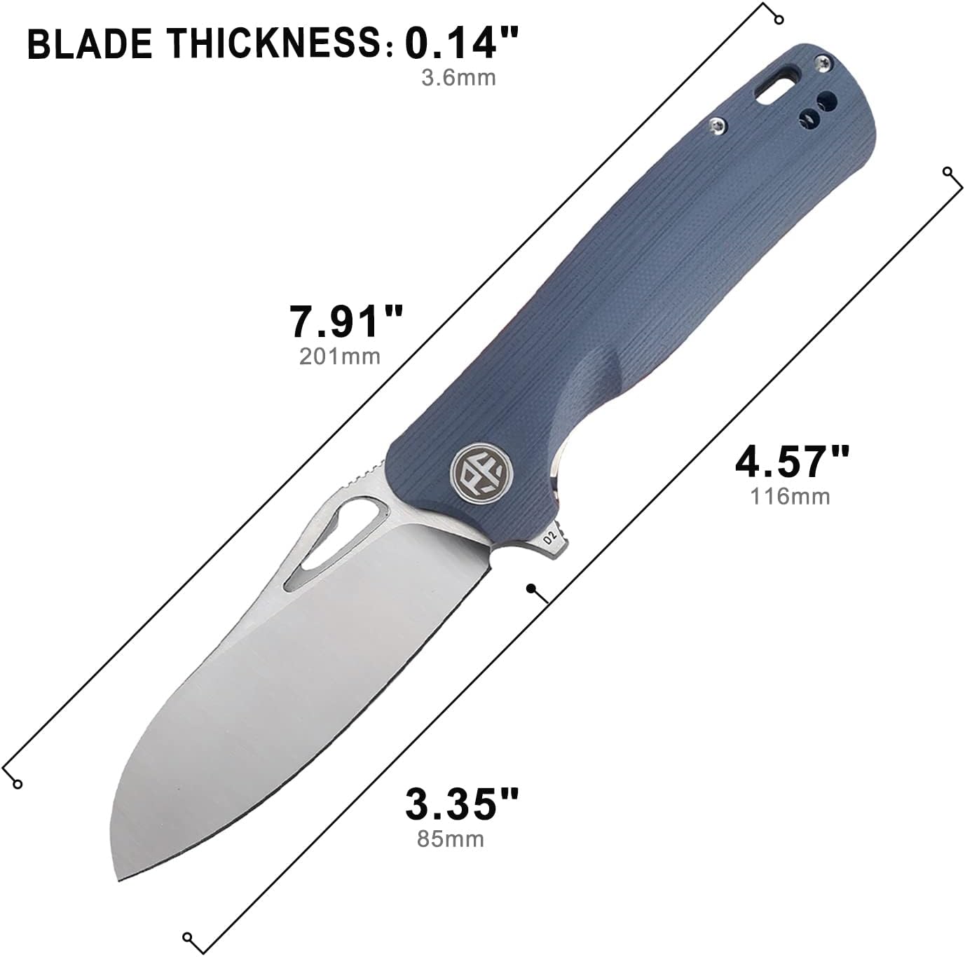 Petrified fish PF868 Bunta 3.35" D2 Satin Blade Pocket Folding Knife