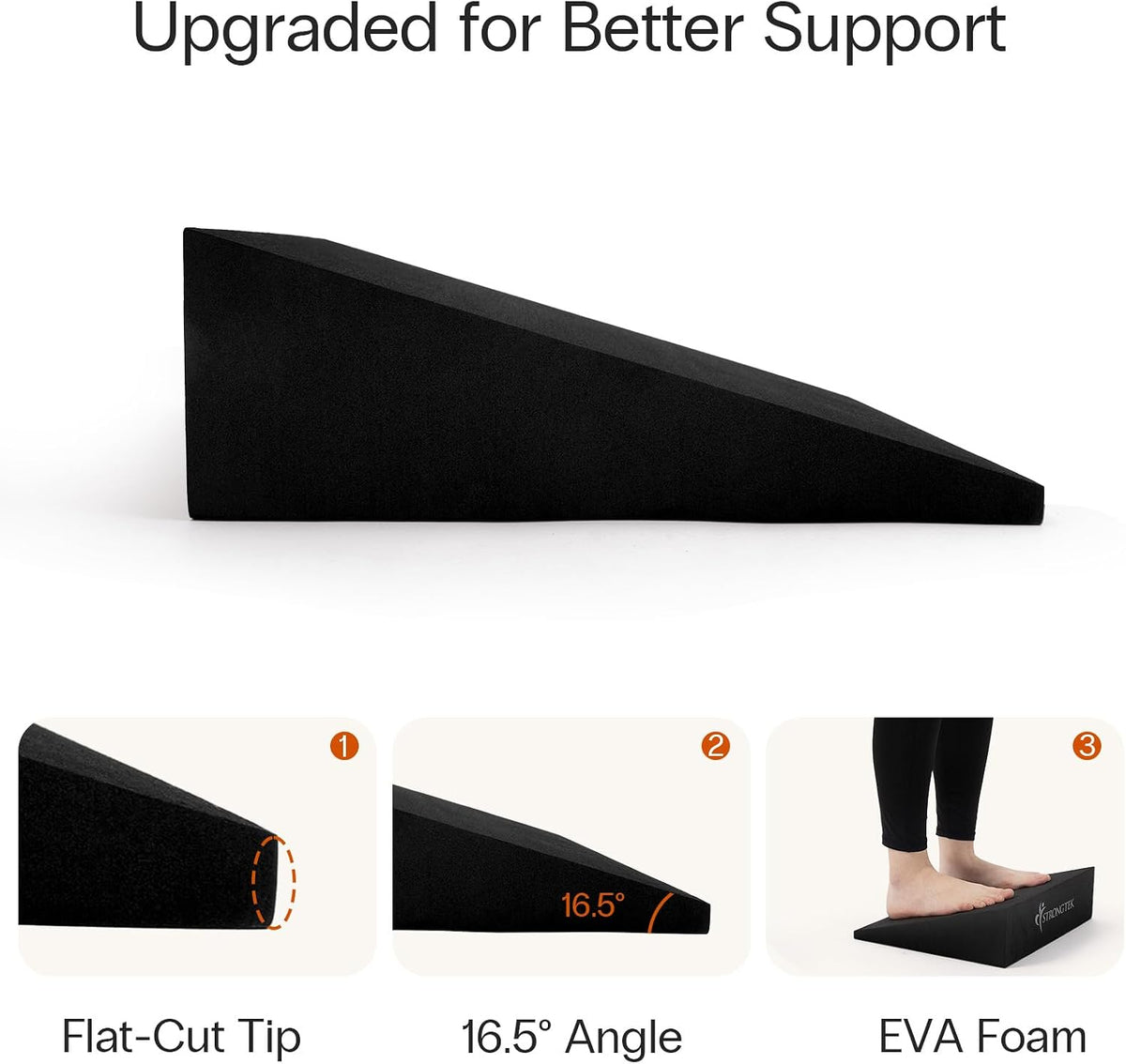 StrongTek Yoga Wedge Blocks, XL Foam, 16.5°, 13 x 12.75 x 3.75 in, 2-Pack
