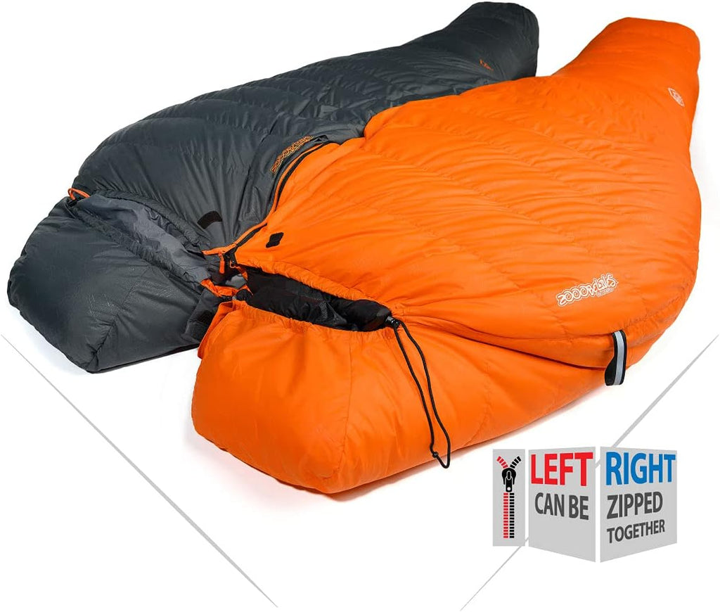 ZOOOBELIVES 10 Degree Down Sleeping Bag for Adults, 4-Season Cold-Weather Mummy Bag, Roomy Fit, 550+ Fill Power Warmth, Lightweight & Compressible for Car Camping, Backpacking & Hunting - AlpliveD1500