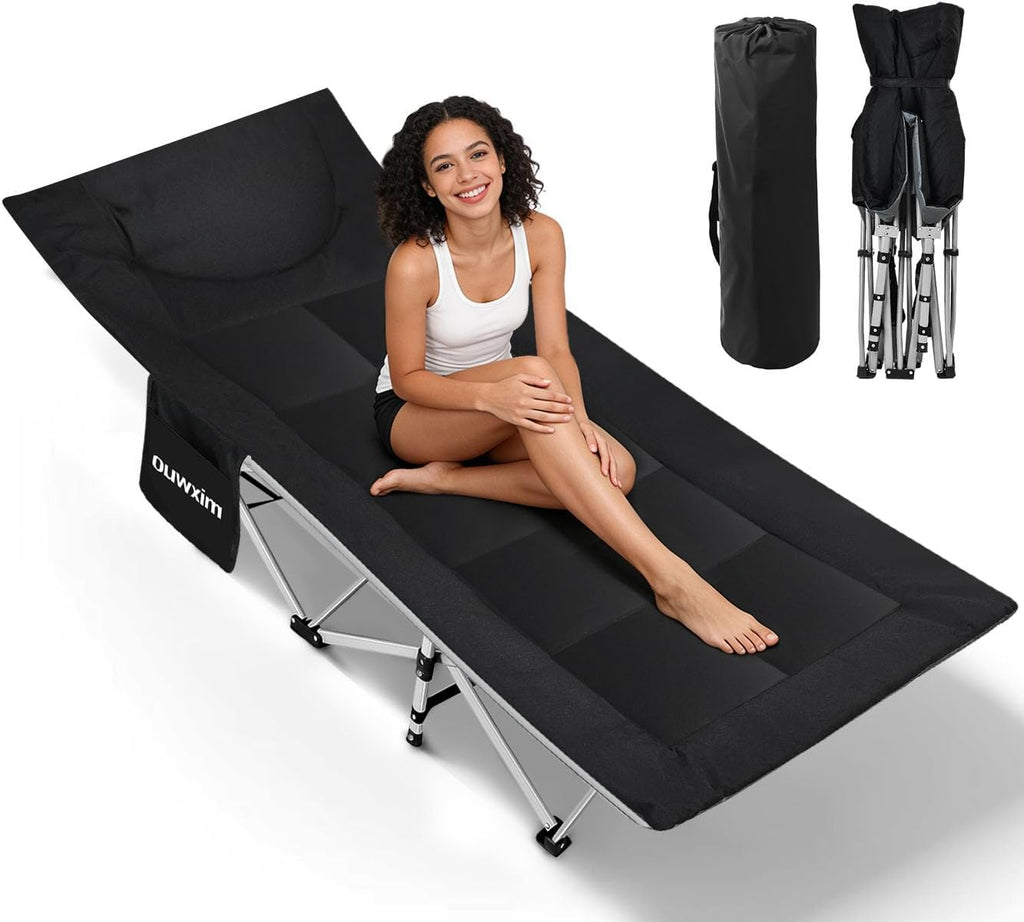 Folding Camping Cot-with Cushion and Pillow,Sleeping Cots for Adults