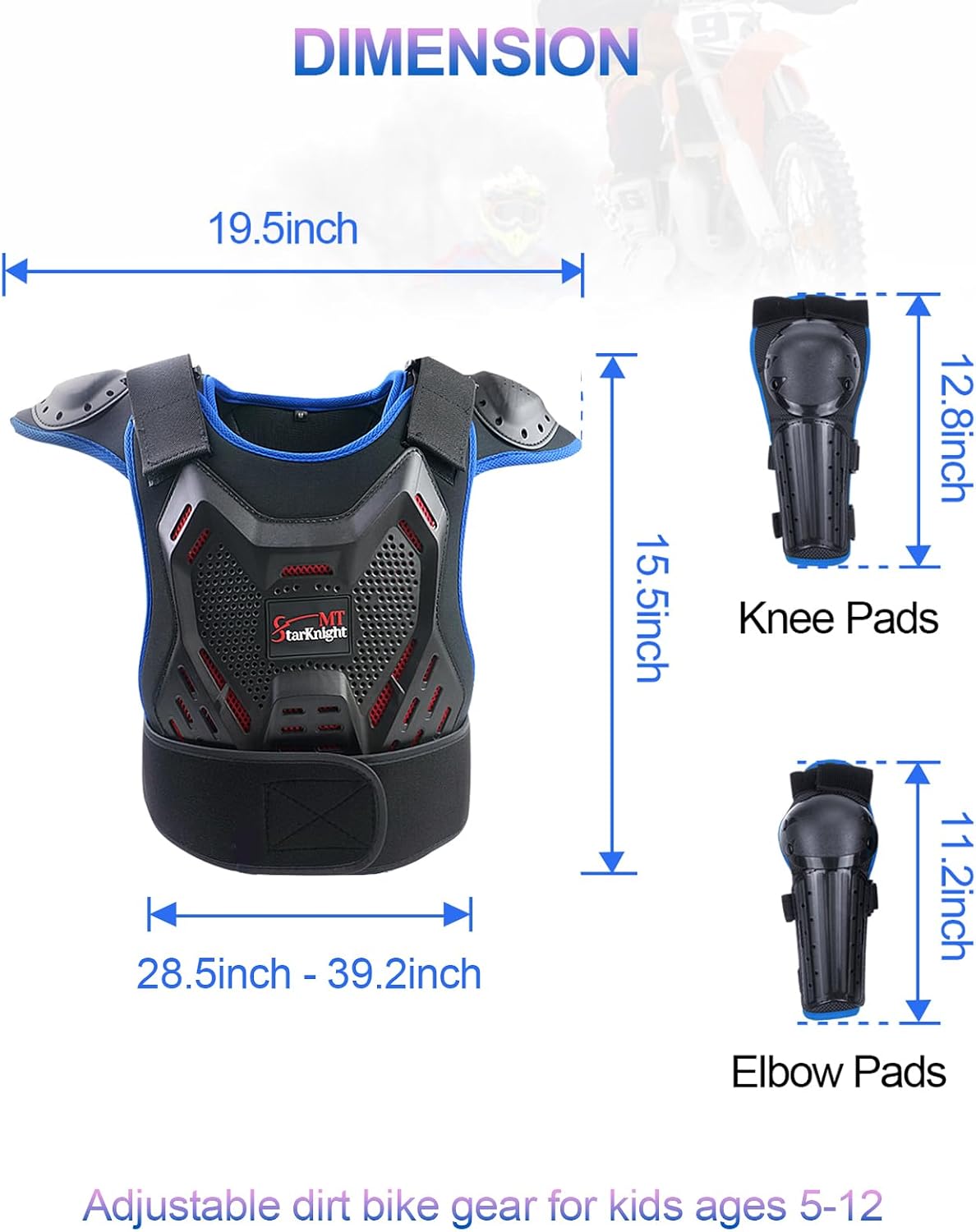 StarknightMT 5-12 Kids Dirt Bike Gear Youth Motocross Chest Protector Suit