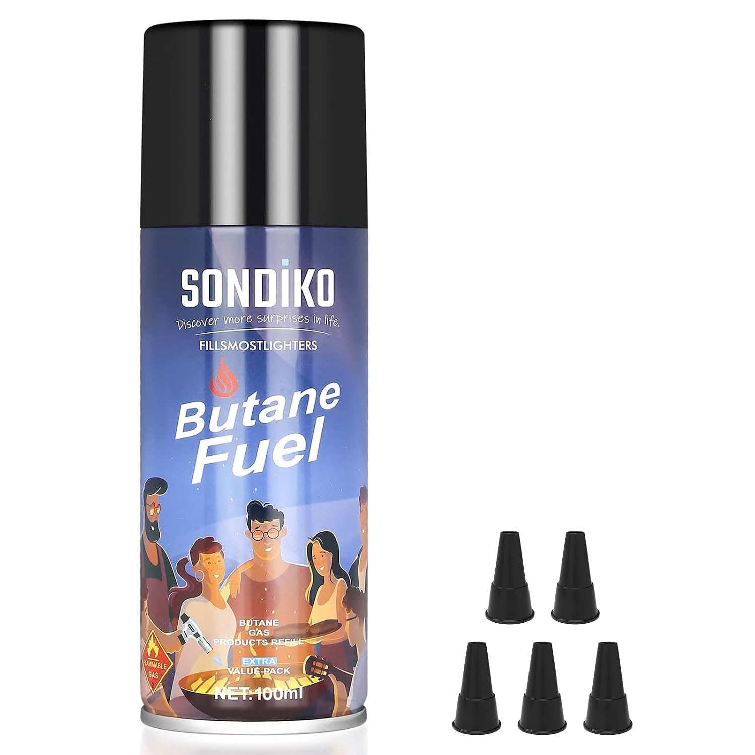 Sondiko Butane Refill, High-Purity Butane Fuel Canister 100ml
