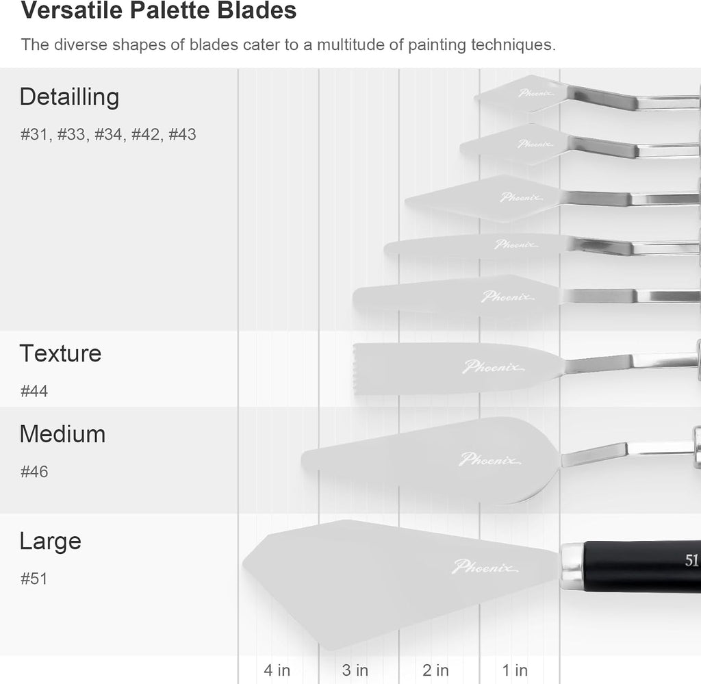 PHOENIX Flexible Palette Knife Set - 8 Stainless Steel Painting Knives with Gift Box, Art Knife with Wood Handle, Paint Spatula for Oil Acrylic Paint