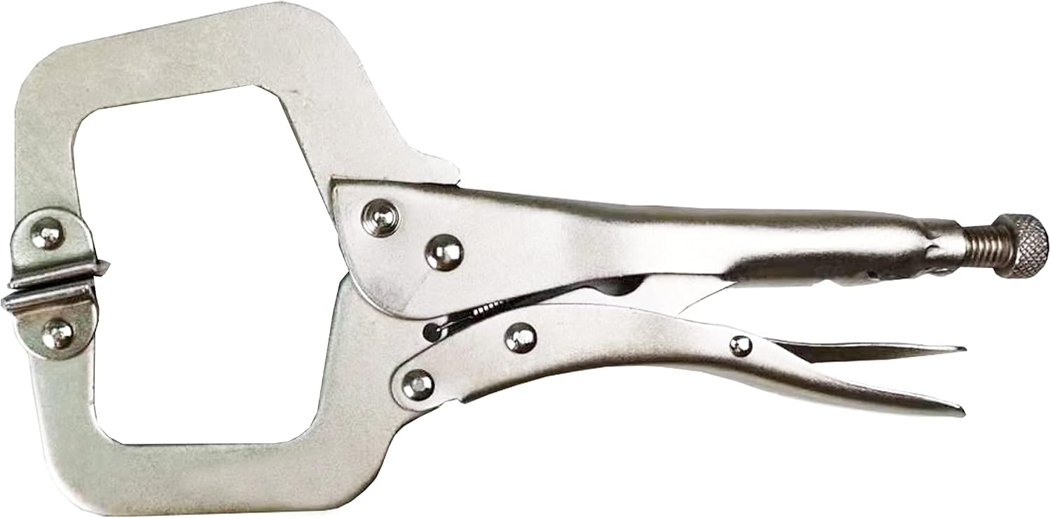 HFS (R) 11-Inch Locking C-Clamp Pliers, 10-Pack Heavy-Duty Welding Clamps with Swivel Pads, Heat-Treated Steel, 4-Inch Jaw Opening