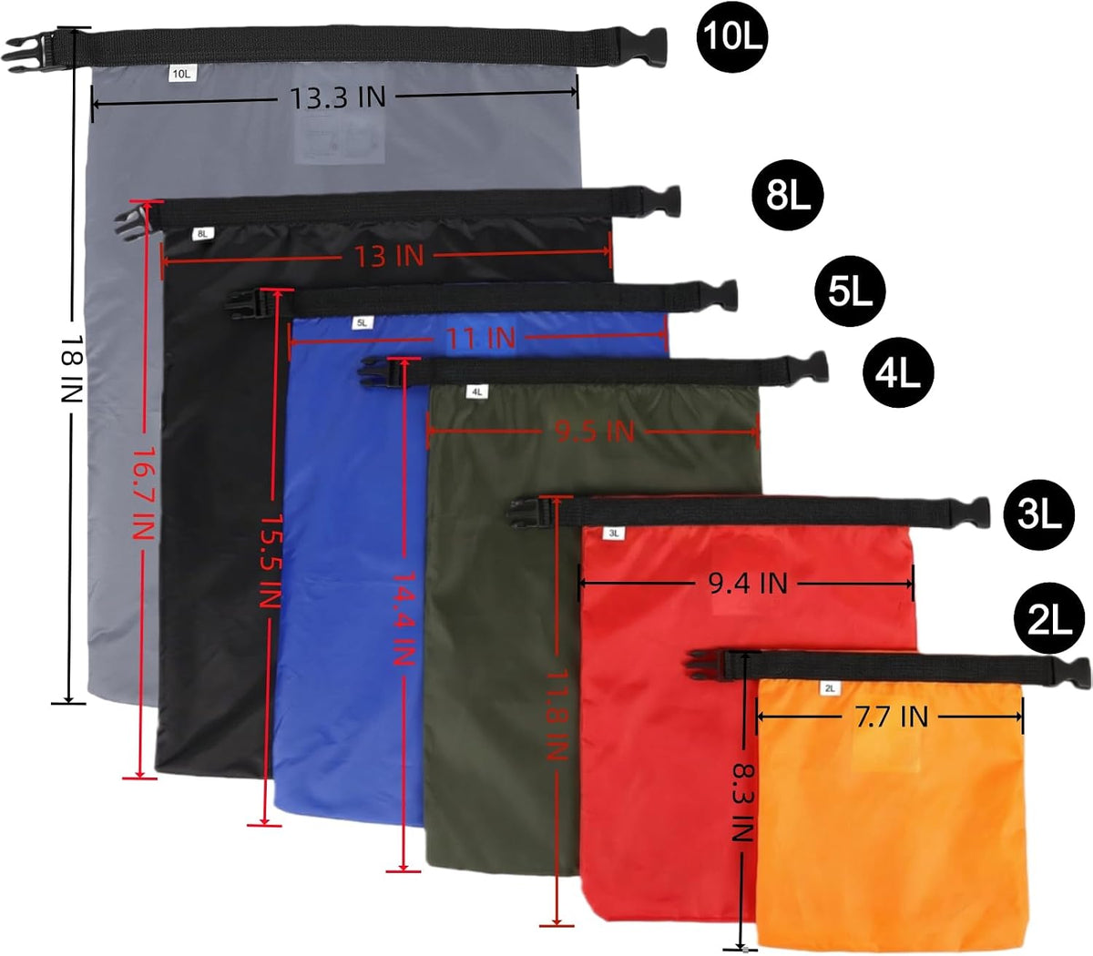 Dry Bags Waterproof Set, 5 Packs Ultralight Waterproof Bags Small Stuff Sack Water Proof Bag Dry Packs, Outdoor Dry Bag Keep Gear Dry for Backpacking Hiking Boating Camping Travel