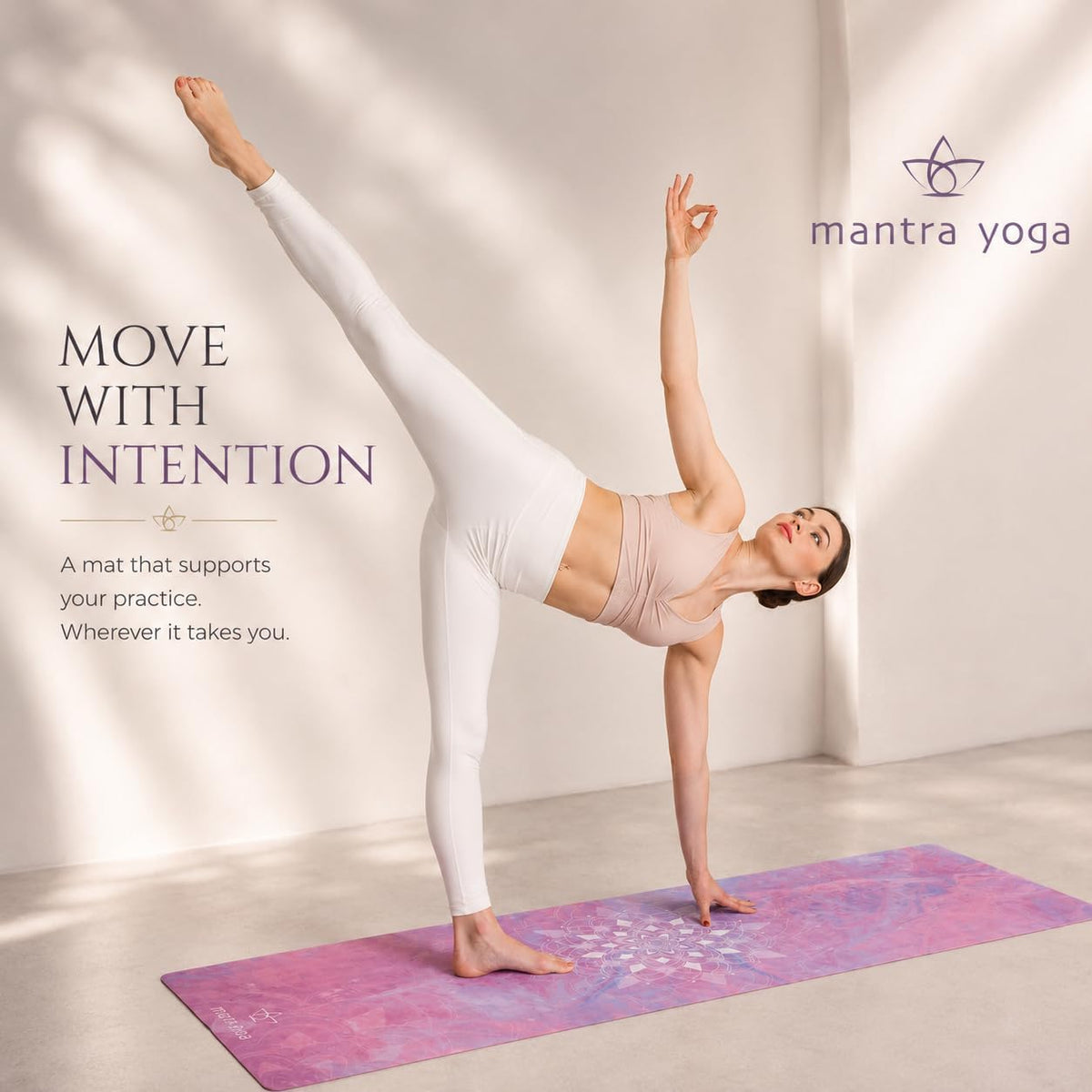 Mantra Yoga Travel PRO 1.5mm with Knee Pad - Foldable Fitness & Exercise Mat with Bag | Lightweight, Compact & Eco-Friendly | Non-Slip & Washable | For All Types of Yoga | 72" L x 24" W | 2.6 lbs