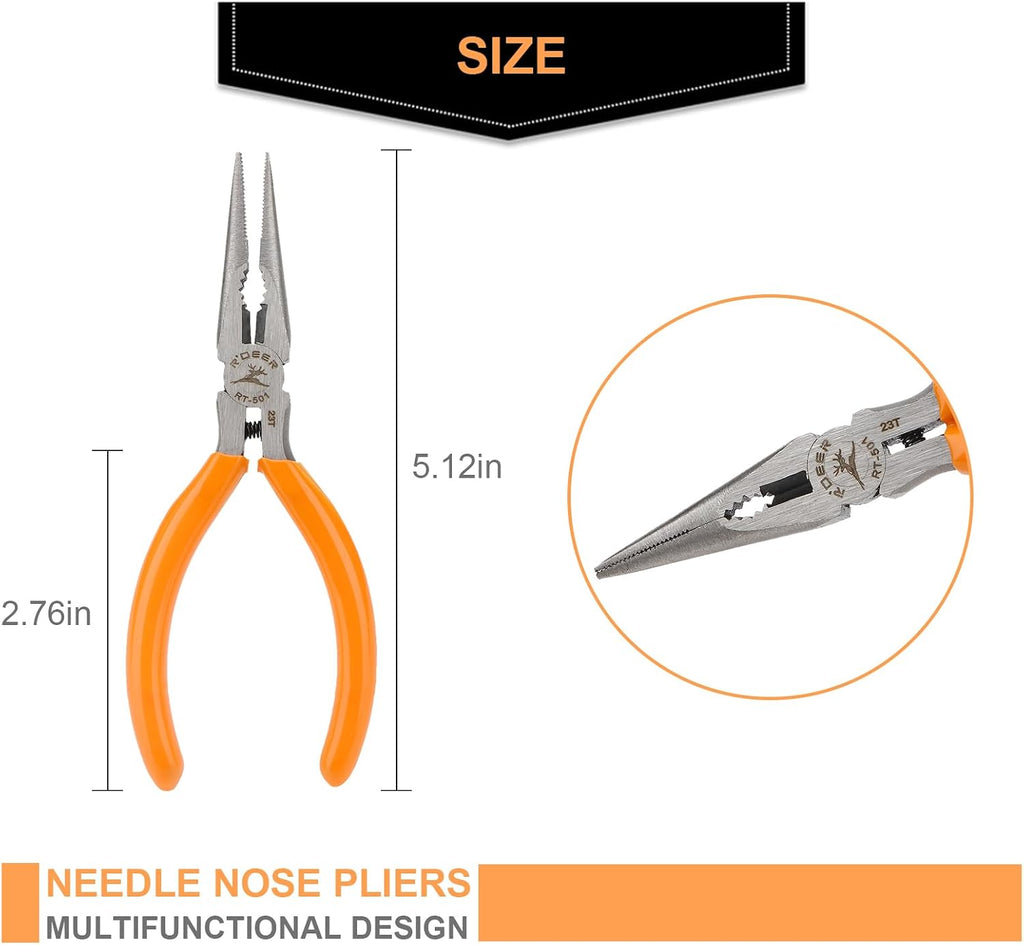 Rongon 5in Small Needle Nose Pliers,Long Nose Plier, Jewelry Plier Tool