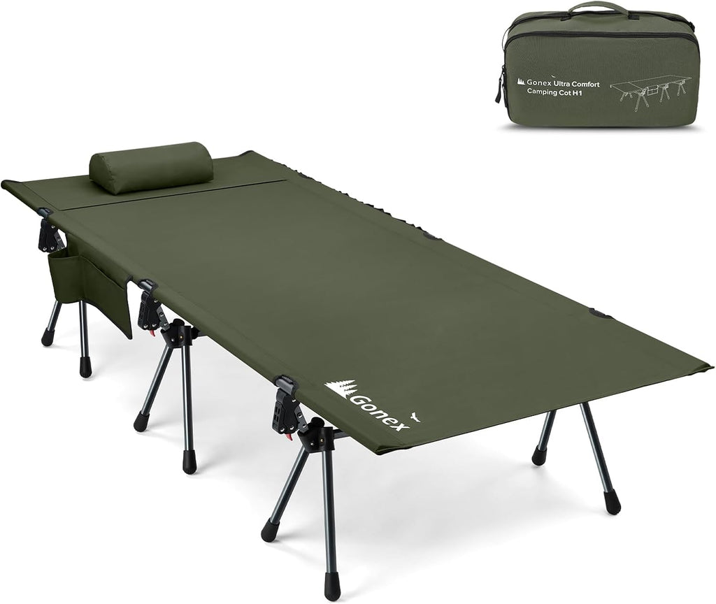 Gonex Camping Cot with Adjustable Height, Portable Folding Cot for Adults