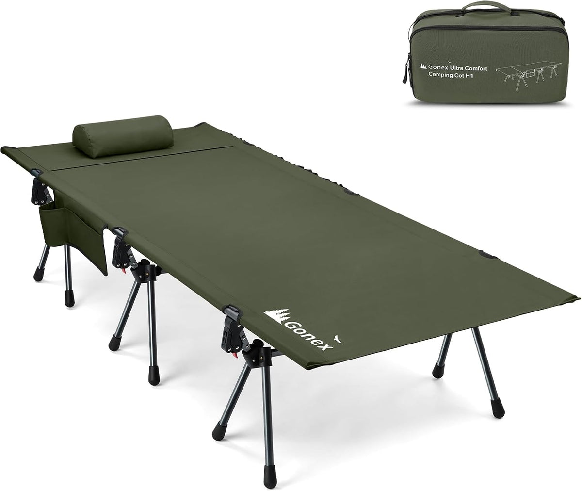 Gonex Camping Cot with Adjustable Height, Portable Folding Cot for Adults