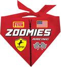 Zoomies Racecar Driver Costume Dog Bandana | 100% Cotton Adjustable Triangle | Made in USA | Pit Crew | Checkered Flag | Fast |Red, One Size (1401)