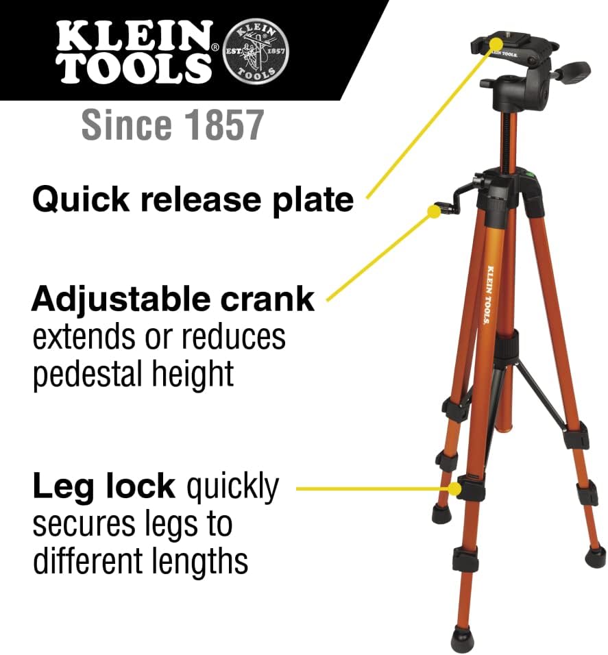 Klein Tools 69345 Tripod, Flexible Tripod with Mount, Lightweight Aluminum, Compatible with Klein Tools Laser Levels and other Products