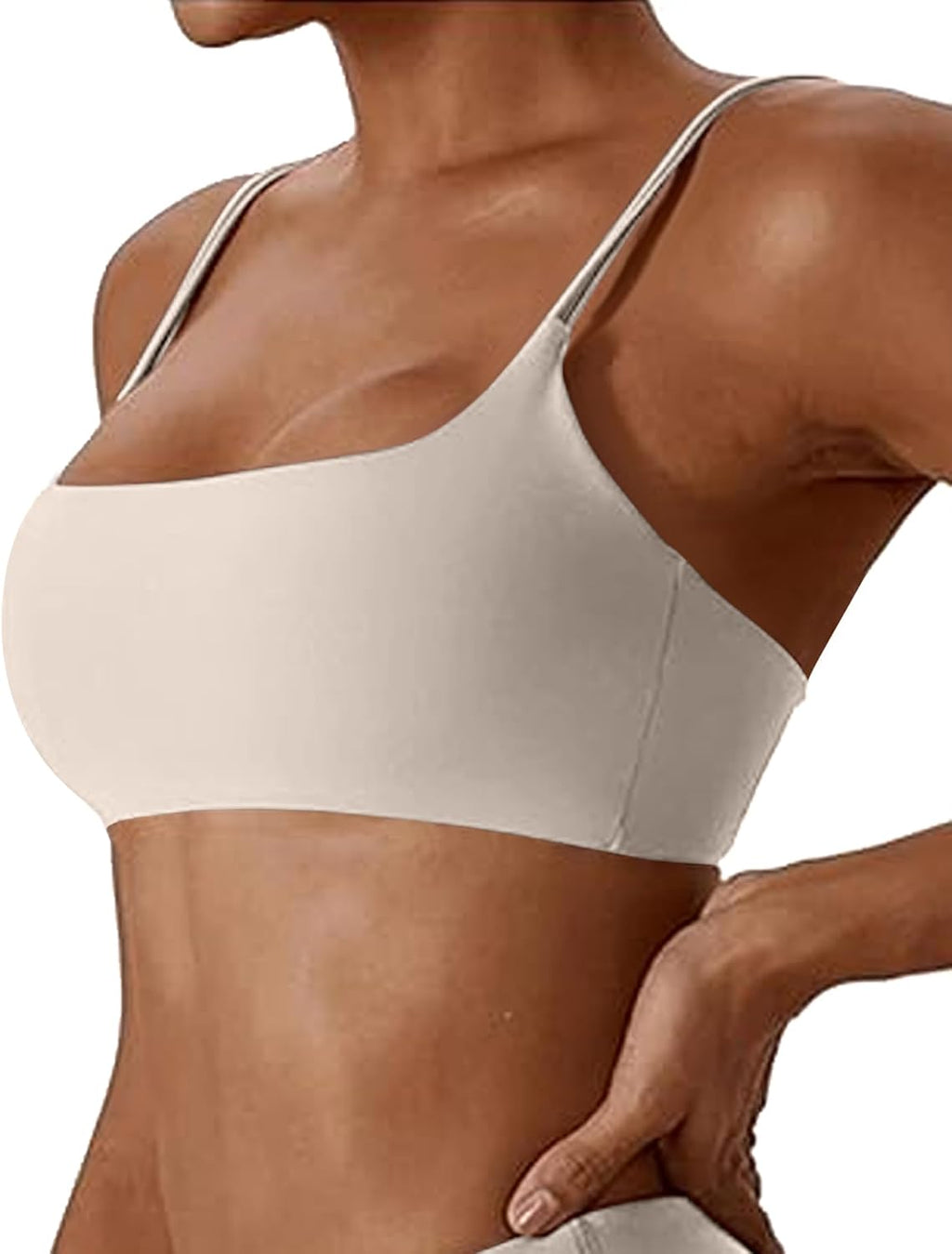 Comper Women's Sports Bras Wirefree Racerback Workout Bras Sexy Thin Straps Yoga Sport Bras with Removable Pads
