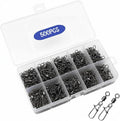500 Pcs - Fishing Swivels Stainless Steel Barrel Swivels Fishing Tackle Kit with Assorted Sizes for Saltwater & Freshwater Rigs