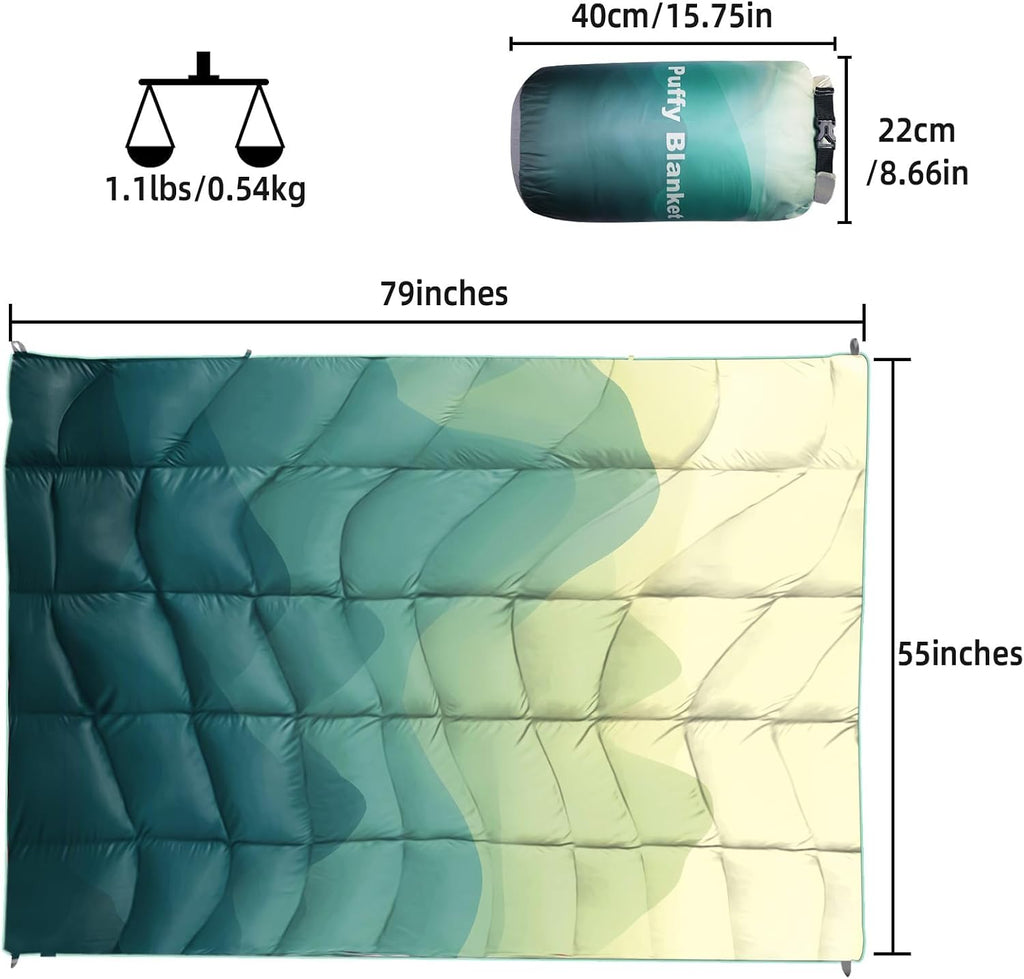 Outdoor Puffy Camping Blanket, Large Outdoor Blanket Waterproof, 55*79''