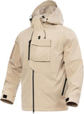Men's Waterproof Tactical Jacket Lightweight Hooded Raincoat Stain Resistant Breathable Outdoor Shell