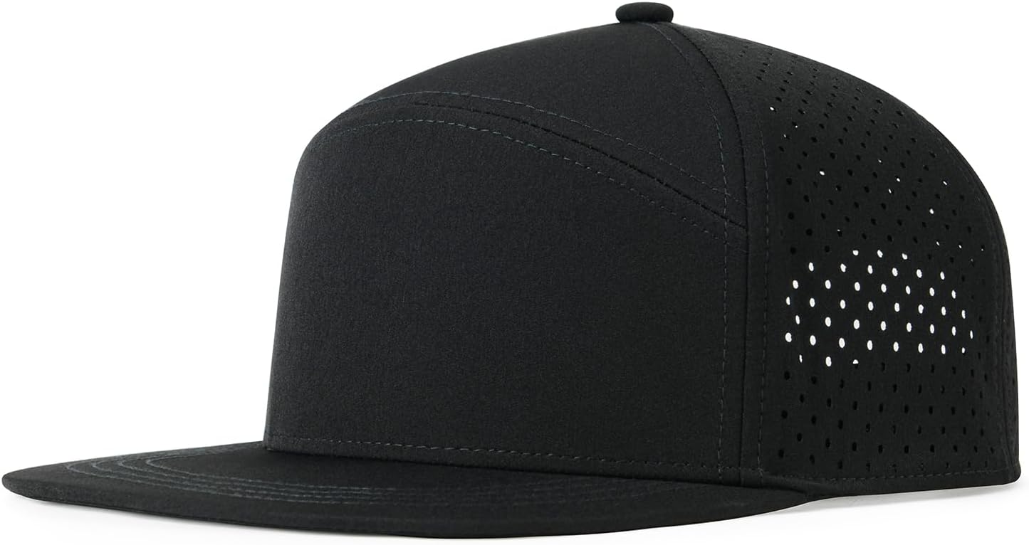 FEINION Men Laser Mesh Flat Brim Snapback Baseball Cap