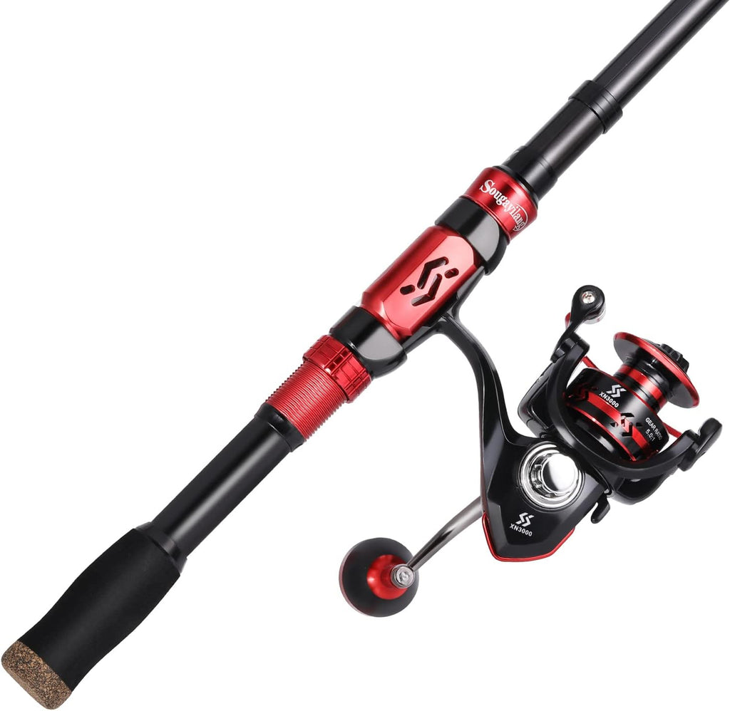 Sougayilang Fishing Rod and Reel Combo Set with Telescopic Fishing Pole Fishing Accessories and Carrier Bag for Saltwater Freshwater-2.1M Rod 2000 Reel with Bag