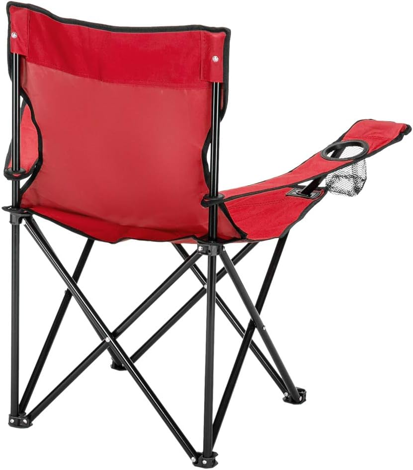 Camping Folding Chair,Portable Folding Chair with Arm Rest Cup Holder and Carrying and Storage Bag for Outdoor, Camp, Indoor, Patio, Supports 330lbs (Red, Modern)