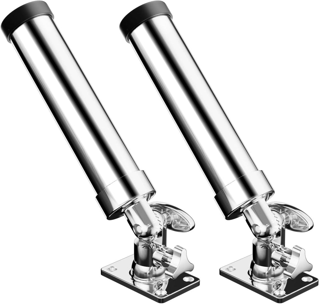 Rod Holders for Fishing Boat，2 Pack 316 Stainless Steel 360 Degree Adjustable Deck Flush Mount Fishing Rod Pole Holder for Marine Boat Yacht