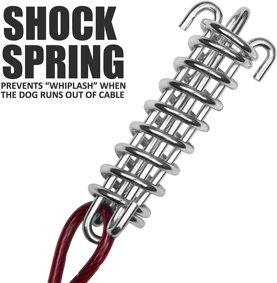 BV 60ft Aerial Pet Trolley System with 10ft Pulley Lead - Heavy Duty Dog Tie Out for Yard up to 125 lbs, Reflective Run Cable (Not a Leash, Bare End)