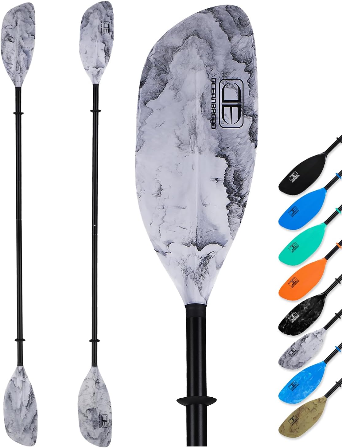 OCEANBROAD Kayak Paddle 86in/218cm, 90.5in/230cm Alloy Shaft 2-Piece Floatable Kayak Oar for Kayaking Canoeing Boating