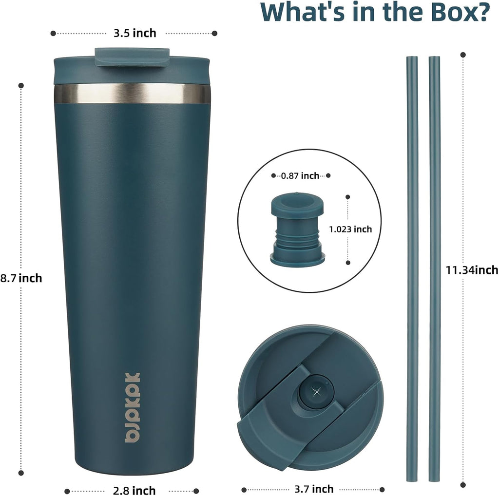 BJPKPK 26 oz Coffee Tumbler with Straw, Insulated Stainless Steel Cup
