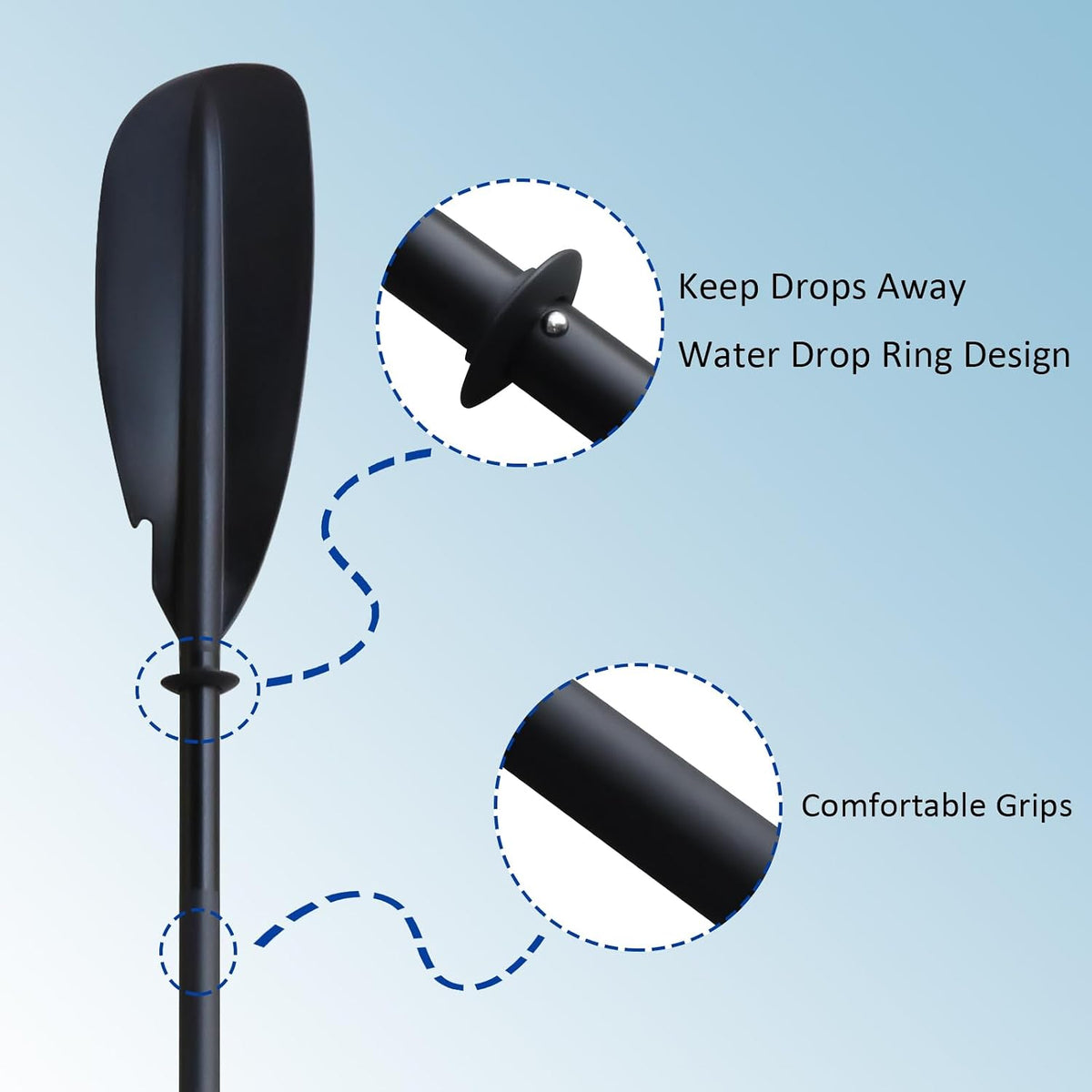 KOETSU Kayak Paddle Aluminum 4-Piece Adjustable Double-Sided Paddle with Replaceable Blades, Lightweight & Floating, for Recreational & Fishing Kayaks