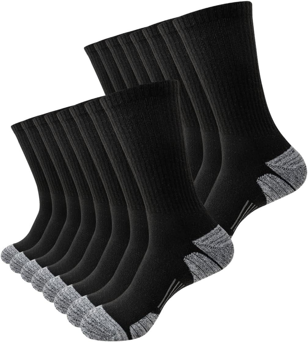 JOYNÉE 8 Pairs Mens Athletic Crew Socks Cushion Running Work Breathable Outdoor Socks for Men