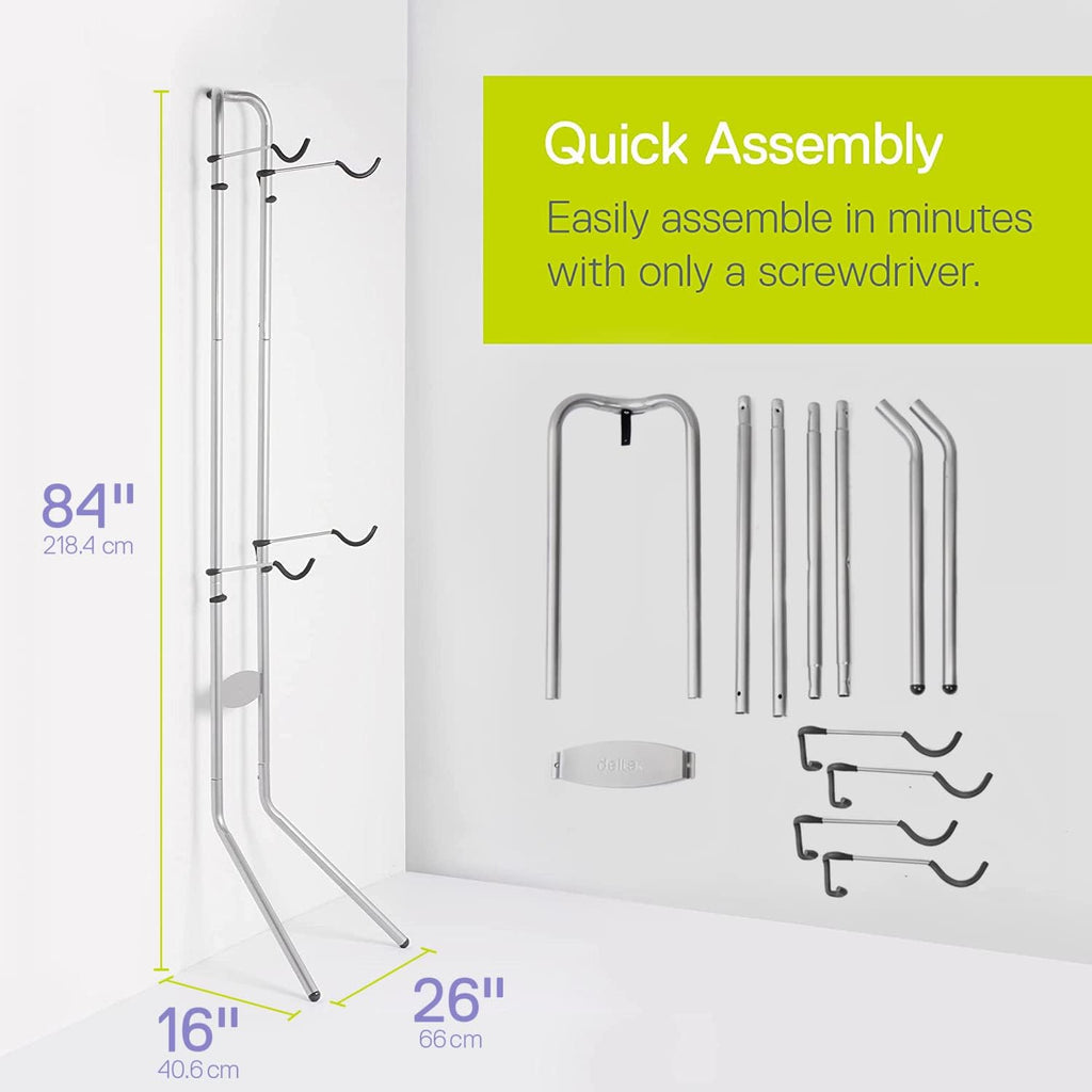 Delta Cycle Michelangelo 2 Bike Storage Rack - Gravity Fully Adjustable Bike Storage Garage For Road, MTB, and Hybrid Bicycles - Vertical Bike Rack Holds Up To 80 lbs