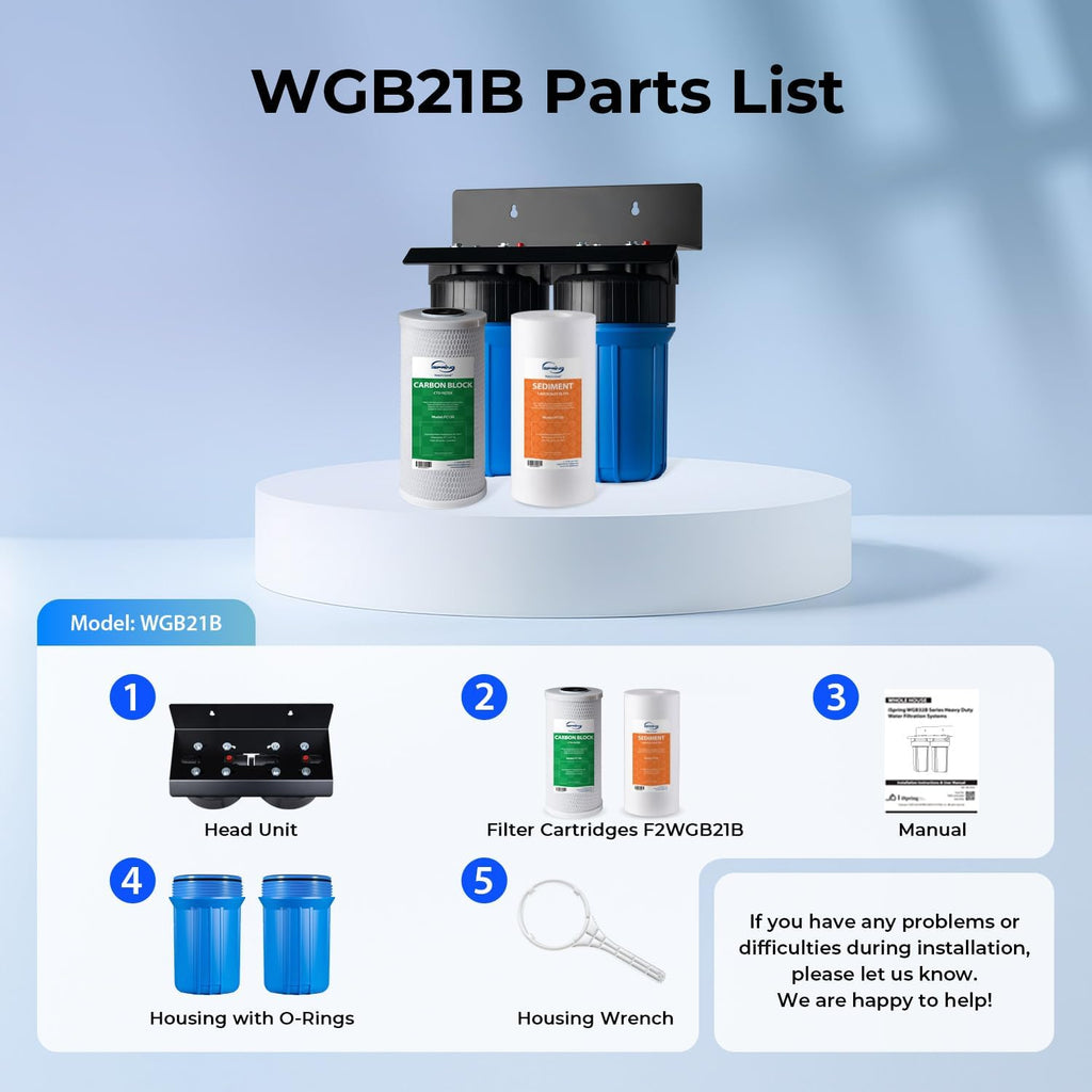 iSpring WGB21B 2-Stage Whole House Water Filtration System, 50000 Gallons