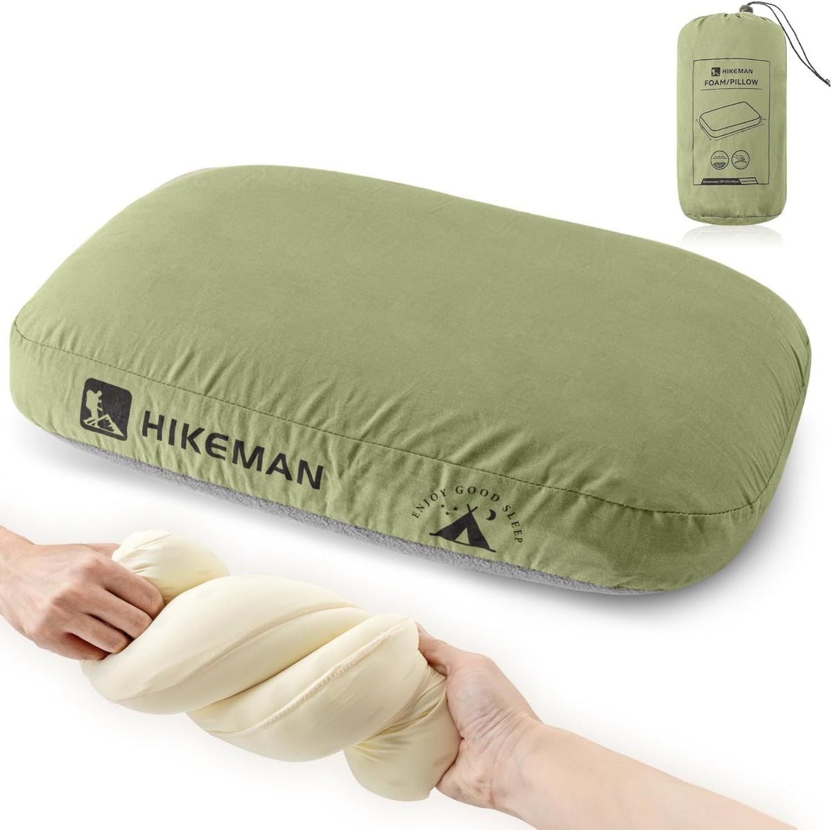 HIKEMAN Camping Memory Foam Pillow - Ultralight Travel Backpacking Ergonomic Pillow with Removable Cover,Neck Lumbar Support for Outdoor Camp,Sport,Hiking,Backpacking Sleep (Purple)