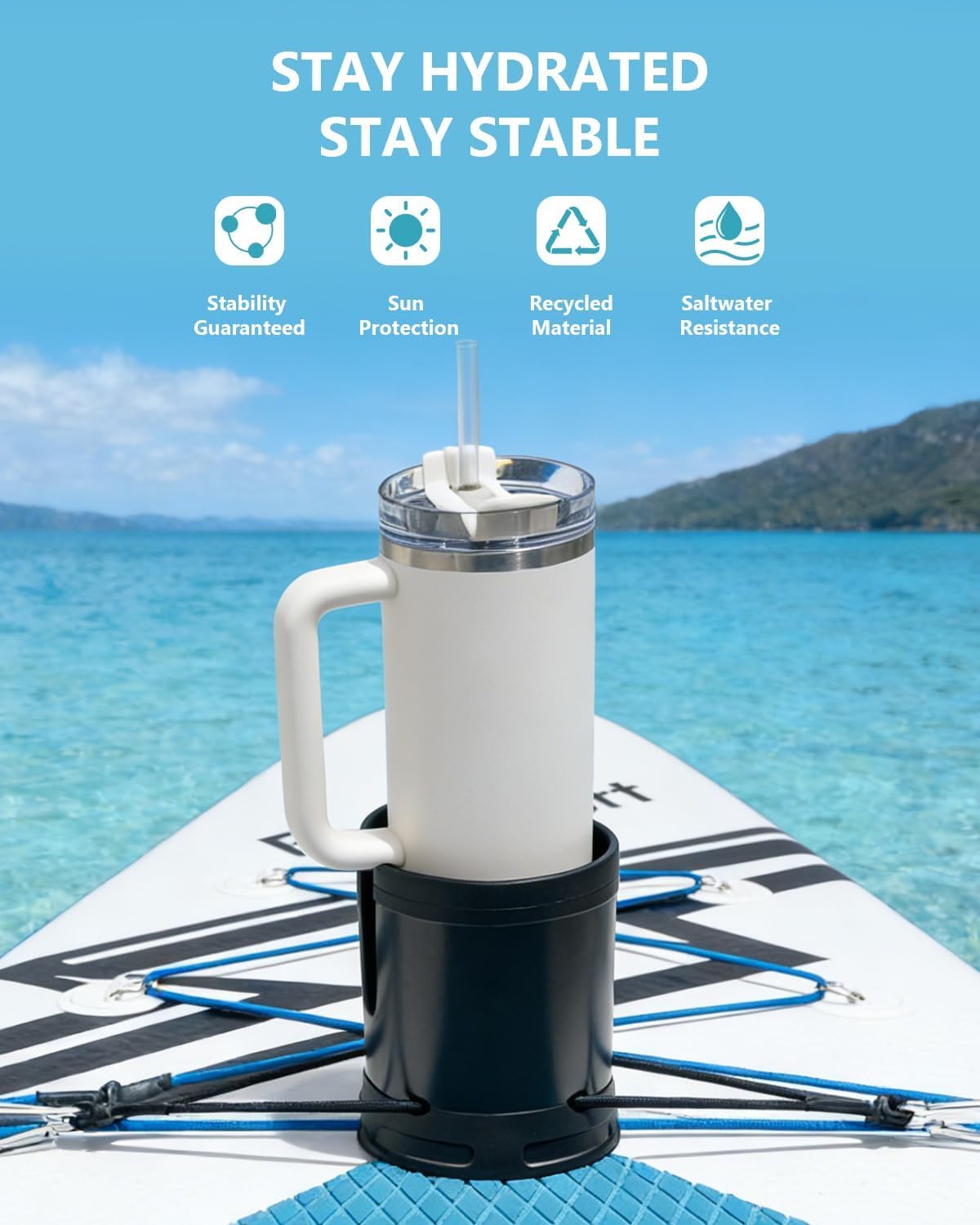 Seven Sparta Large Cup Holder for Paddle Board (1, Black)