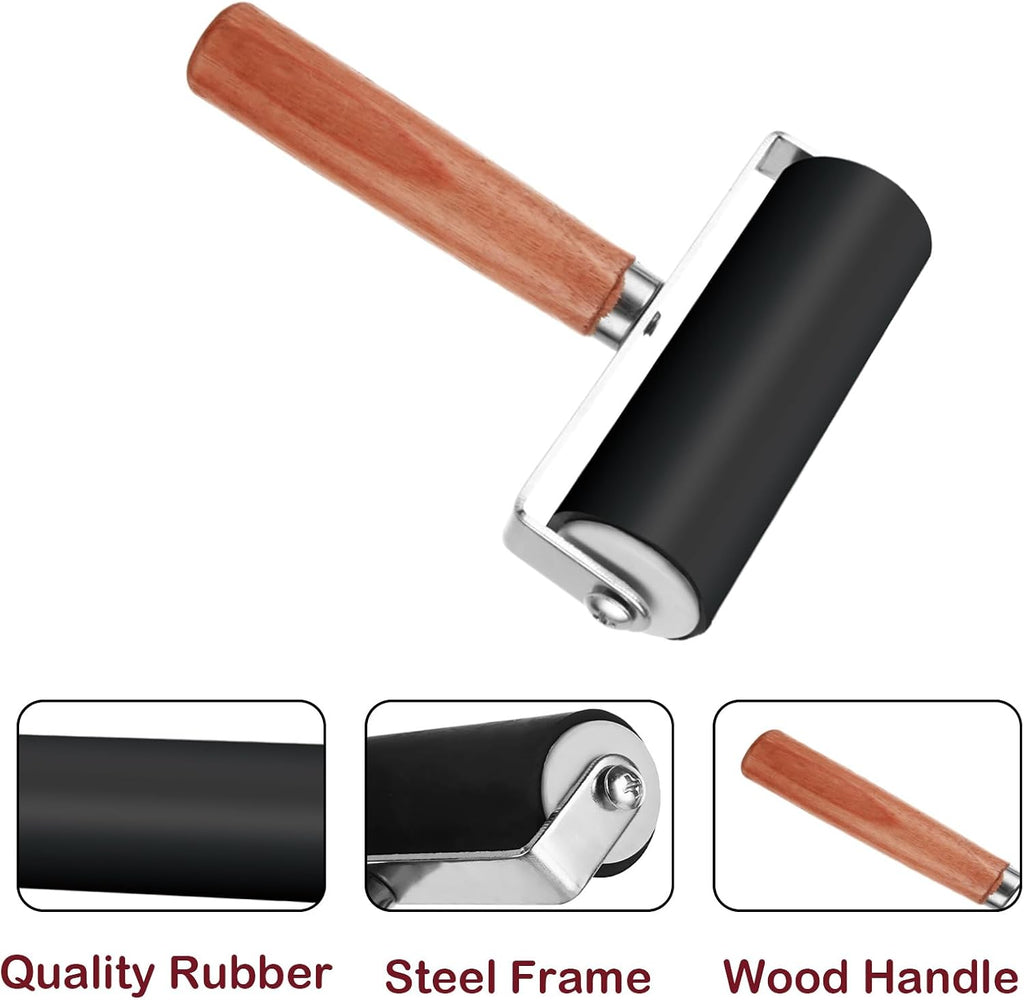 8PCS 4x6 Inch Linoleum Carving Blocks for Printmaking, Rubber Linocut Block Stamp Making Kit with Wood Carving Tools and Rubber Brayer Roller, Soft Stamp Carving Kit for DIY Crafts
