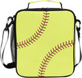Softball Texture Lunch Box Insulated Lunch Bag Cooler Tote Bag